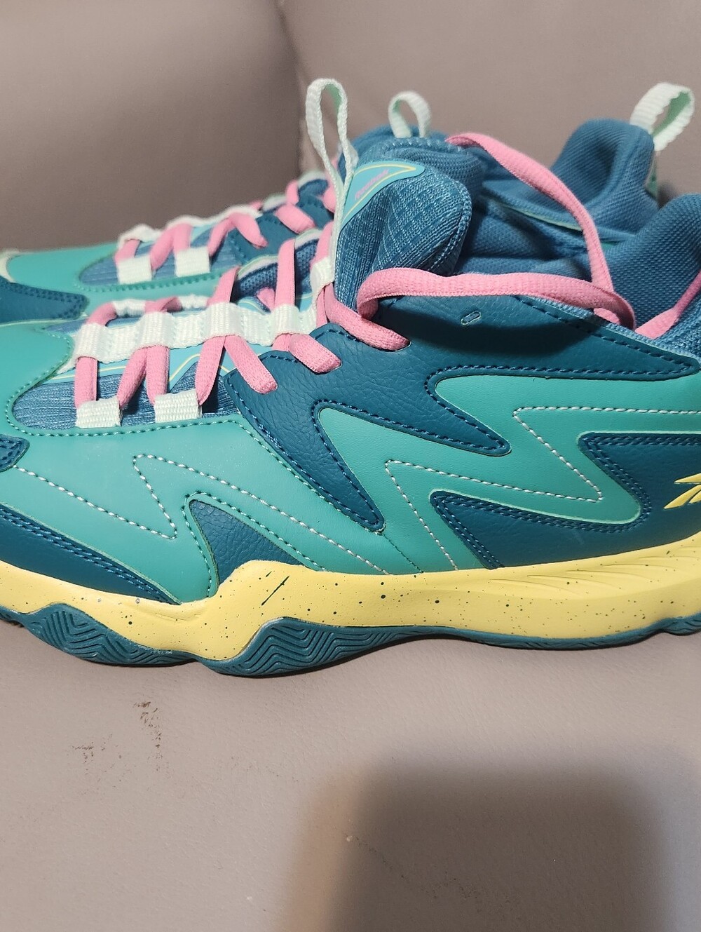Reebok Pink Aqua Teal Neon Green Yellow Multicolor Sneaker NEW